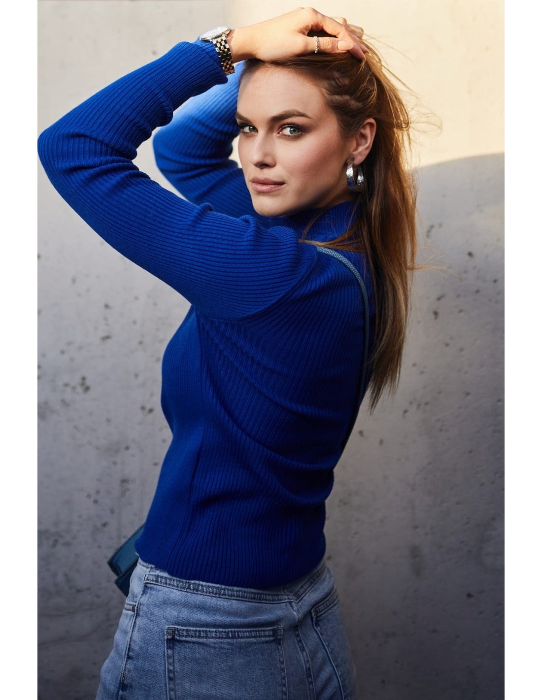 Women\'s fitted cornflower blue turtleneck 3212024 - Online store - Boutique